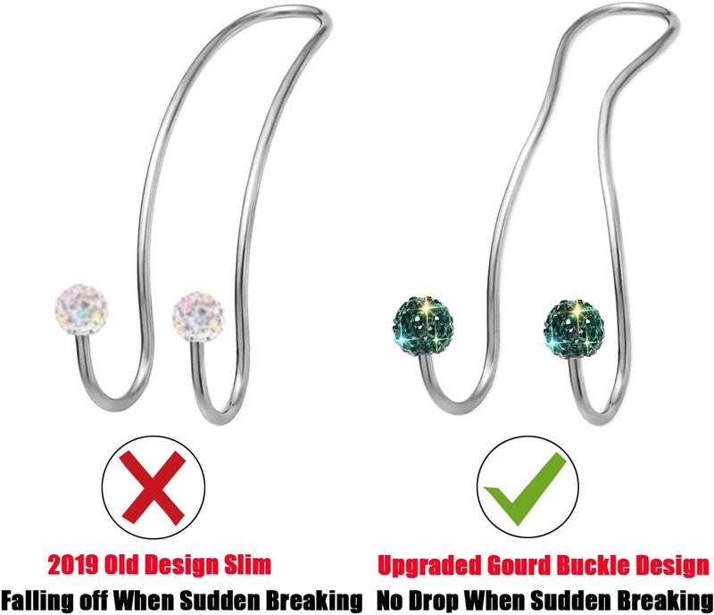 MTGOCHA Bling Purse Hook for Car Headrest, Upgraded Cute Car Seat Hooks for Bag Handbag, Durable Stainless Auto Purse Hanger Holder 2 Pack, Green - Image 5